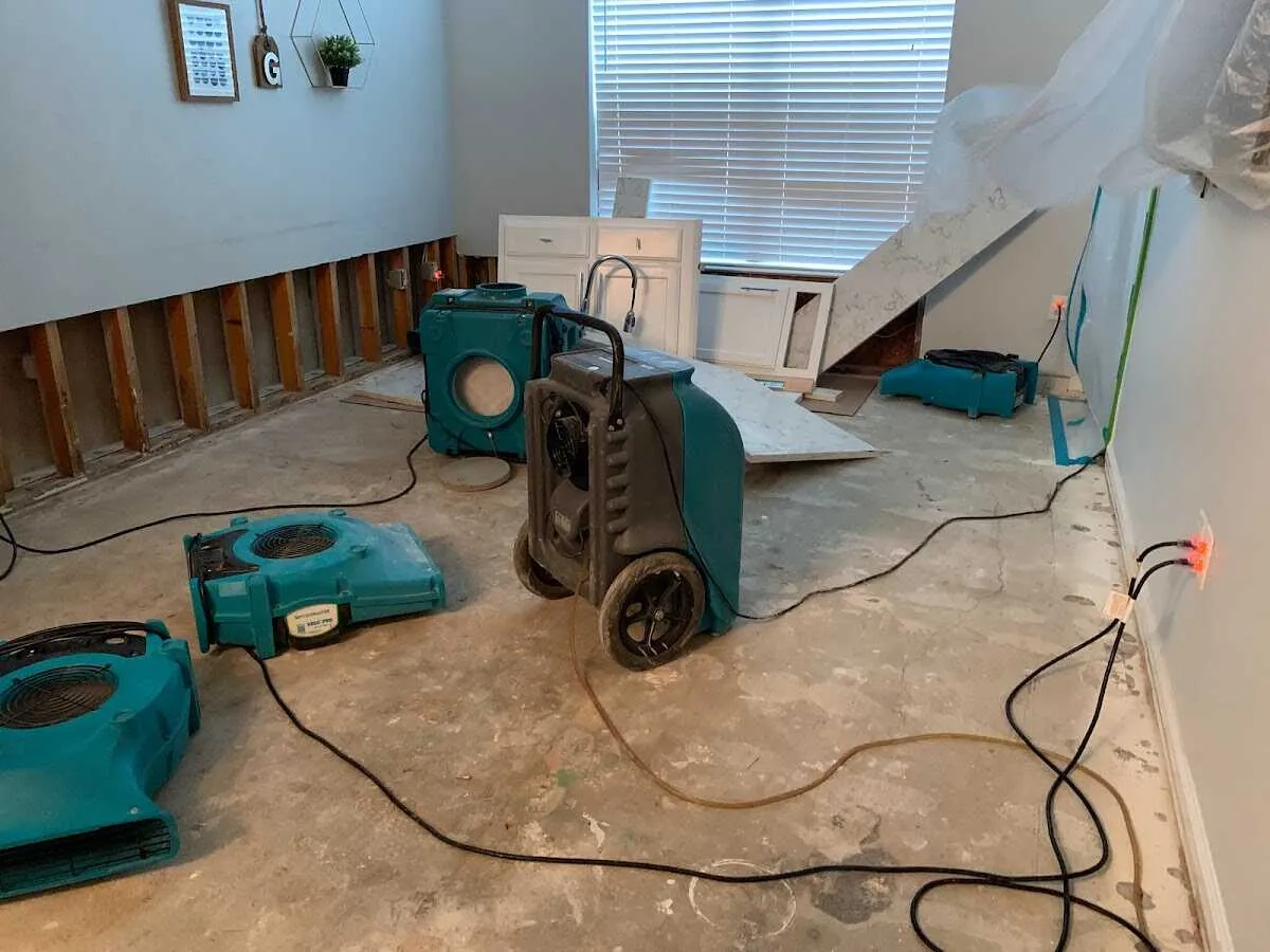 Dehumidifier in flood-cut room for Water Damage Restoration in Haiku-Pauwela