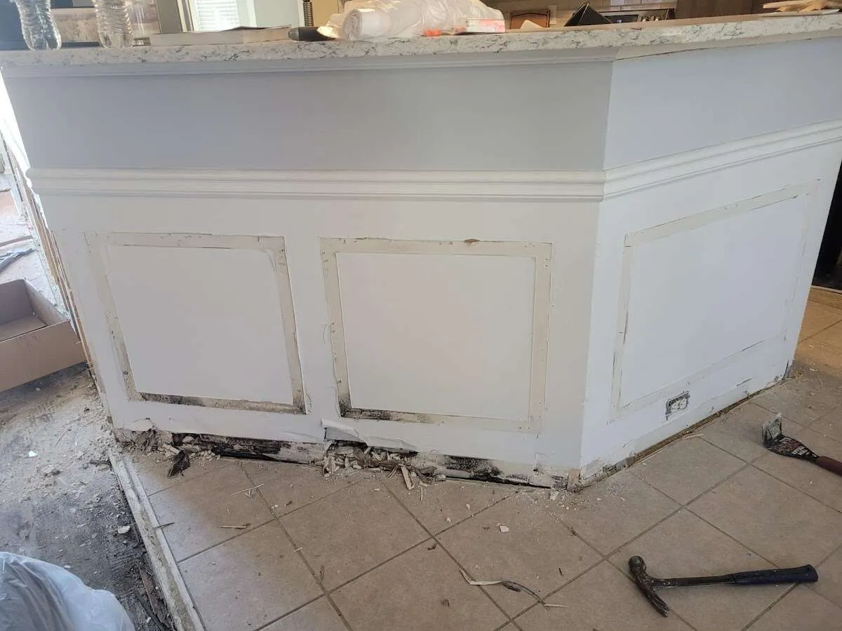 Water damage and mold on kitchen during Storm Damage Restoration in Haiku-Pauwela